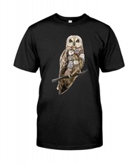 Čierne tričko Owl Many owls Classic